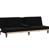 Schlafsofa mit Getränkehaltern Schwarz Stoff