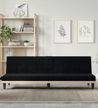 Schlafsofa mit Getränkehaltern Schwarz Stoff