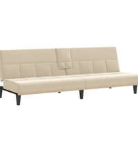 Schlafsofa mit Getränkehaltern Creme Stoff