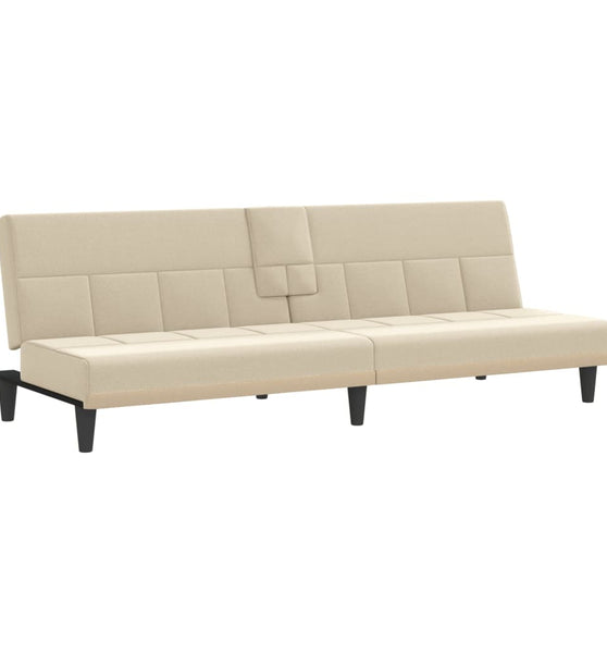 Schlafsofa mit Getränkehaltern Creme Stoff