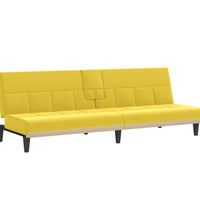 Schlafsofa mit Getränkehaltern Hellgelb Stoff