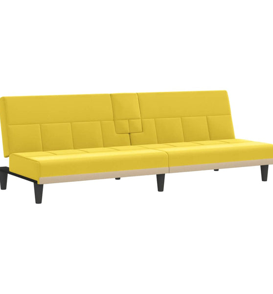 Schlafsofa mit Getränkehaltern Hellgelb Stoff