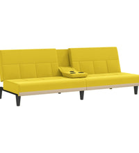 Schlafsofa mit Getränkehaltern Hellgelb Stoff