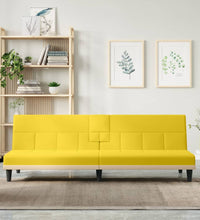 Schlafsofa mit Getränkehaltern Hellgelb Stoff