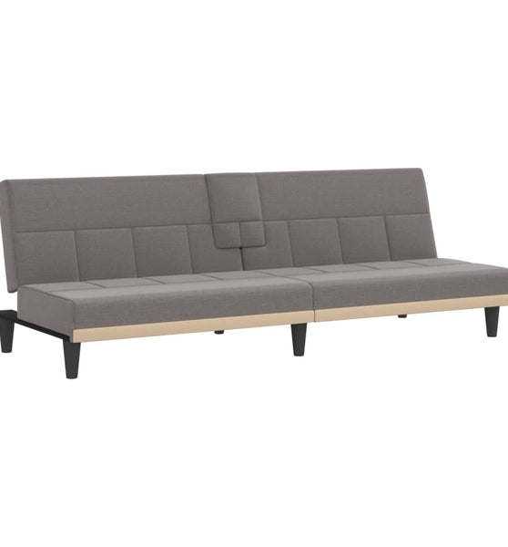 Schlafsofa mit Getränkehaltern Taupe Stoff