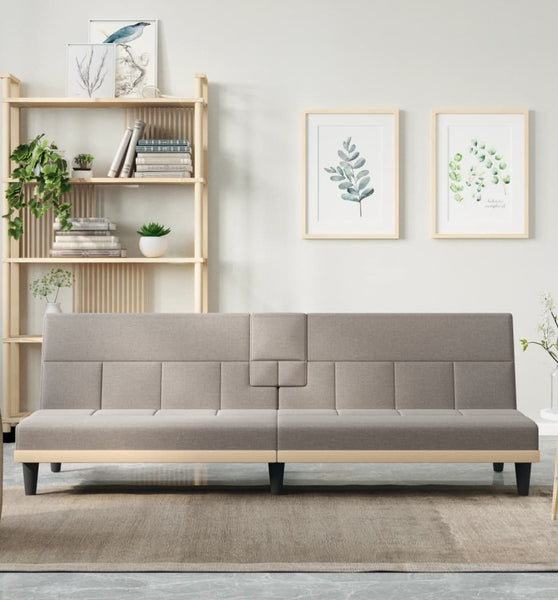 Schlafsofa mit Getränkehaltern Taupe Stoff