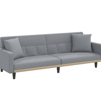 Schlafsofa mit Kissen Hellgrau Stoff