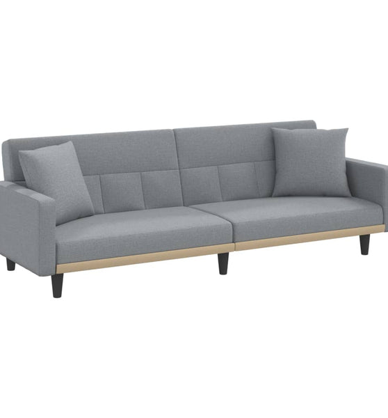 Schlafsofa mit Kissen Hellgrau Stoff
