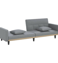 Schlafsofa mit Kissen Hellgrau Stoff