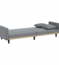 Schlafsofa mit Kissen Hellgrau Stoff