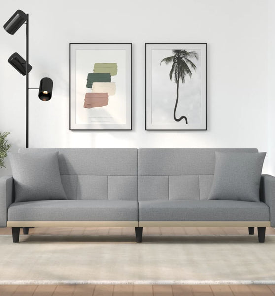 Schlafsofa mit Kissen Hellgrau Stoff