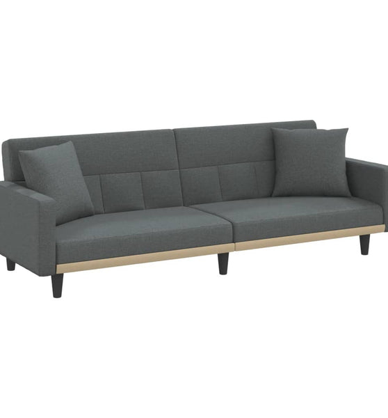 Schlafsofa mit Kissen Dunkelgrau Stoff