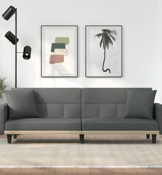 Schlafsofa mit Kissen Dunkelgrau Stoff