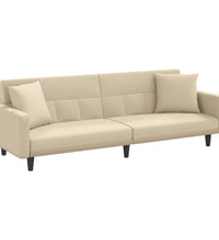 Schlafsofa mit Kissen Creme Stoff
