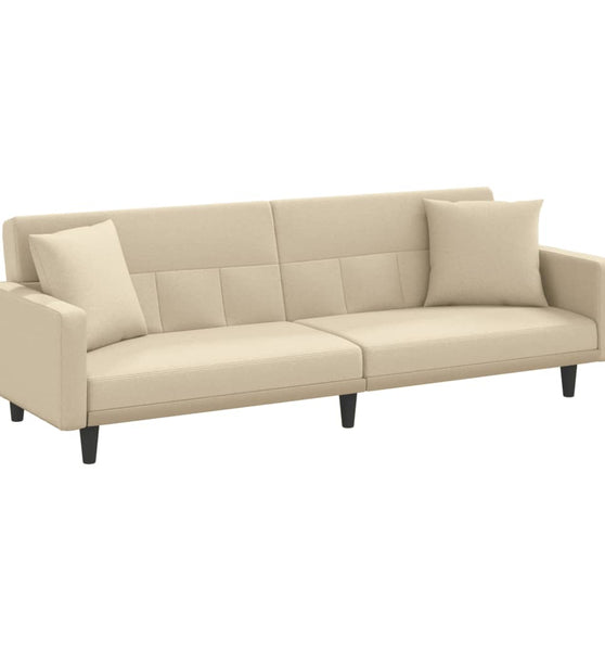 Schlafsofa mit Kissen Creme Stoff