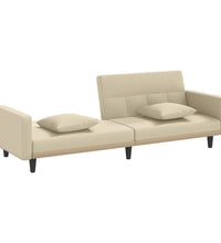 Schlafsofa mit Kissen Creme Stoff