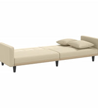 Schlafsofa mit Kissen Creme Stoff
