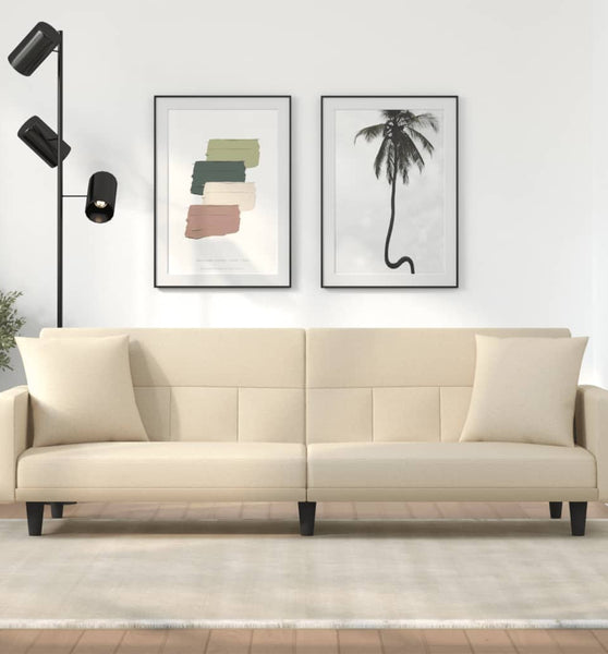 Schlafsofa mit Kissen Creme Stoff