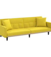Schlafsofa mit Kissen Hellgelb Stoff