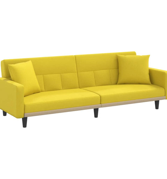 Schlafsofa mit Kissen Hellgelb Stoff