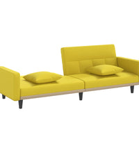 Schlafsofa mit Kissen Hellgelb Stoff