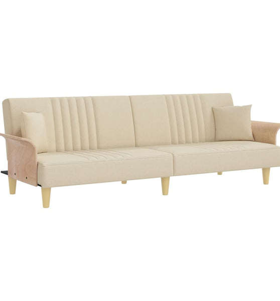 Schlafsofa mit Armlehnen Creme Stoff