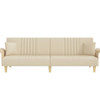 Schlafsofa mit Armlehnen Creme Stoff
