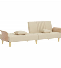 Schlafsofa mit Armlehnen Creme Stoff