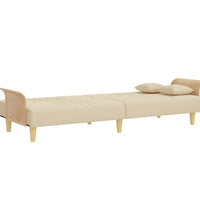 Schlafsofa mit Armlehnen Creme Stoff