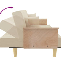 Schlafsofa mit Armlehnen Creme Stoff