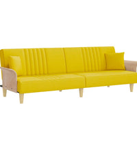 Schlafsofa mit Armlehnen Hellgelb Stoff