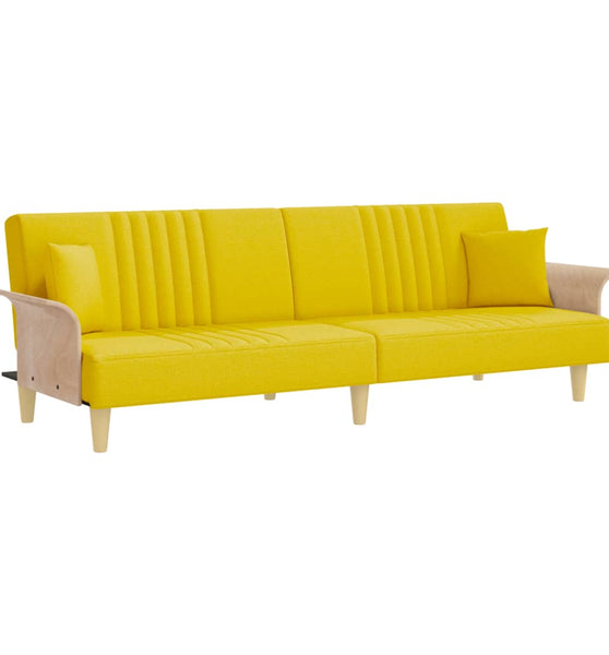 Schlafsofa mit Armlehnen Hellgelb Stoff