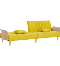 Schlafsofa mit Armlehnen Hellgelb Stoff
