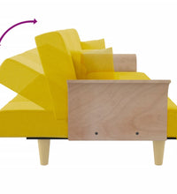 Schlafsofa mit Armlehnen Hellgelb Stoff