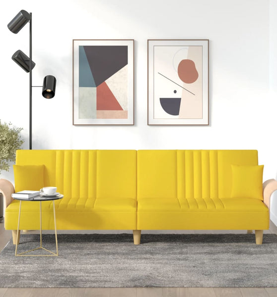 Schlafsofa mit Armlehnen Hellgelb Stoff