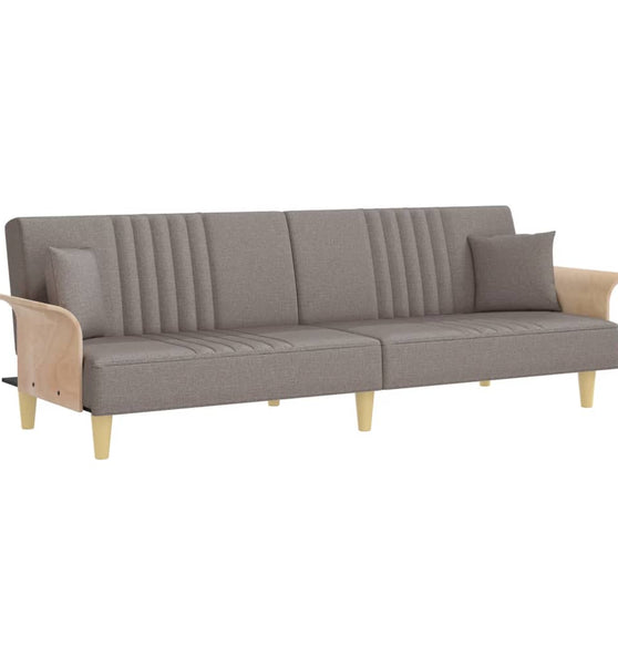 Schlafsofa mit Armlehnen Taupe Stoff