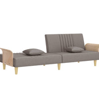 Schlafsofa mit Armlehnen Taupe Stoff