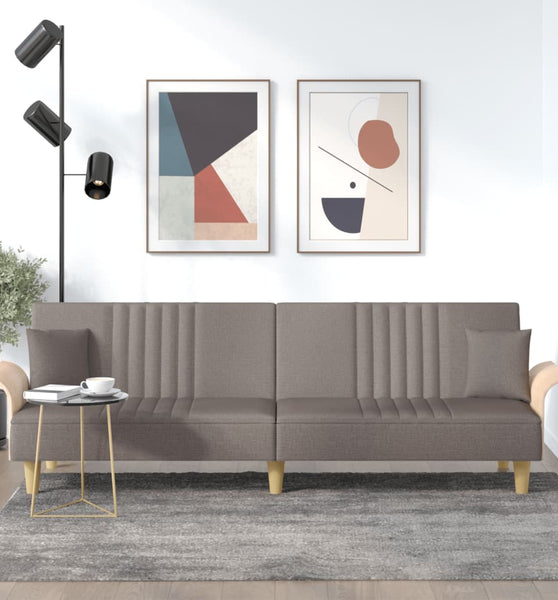 Schlafsofa mit Armlehnen Taupe Stoff