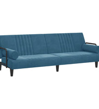 Schlafsofa mit Armlehnen Blau Samt