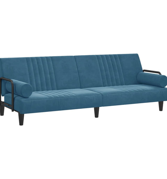 Schlafsofa mit Armlehnen Blau Samt