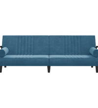 Schlafsofa mit Armlehnen Blau Samt