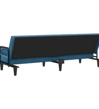 Schlafsofa mit Armlehnen Blau Samt