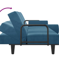 Schlafsofa mit Armlehnen Blau Samt