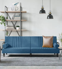 Schlafsofa mit Armlehnen Blau Samt