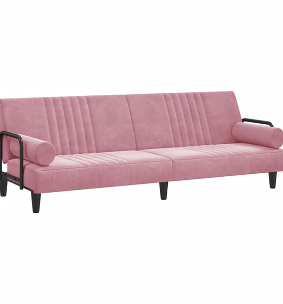 Schlafsofa mit Armlehnen Rosa Samt