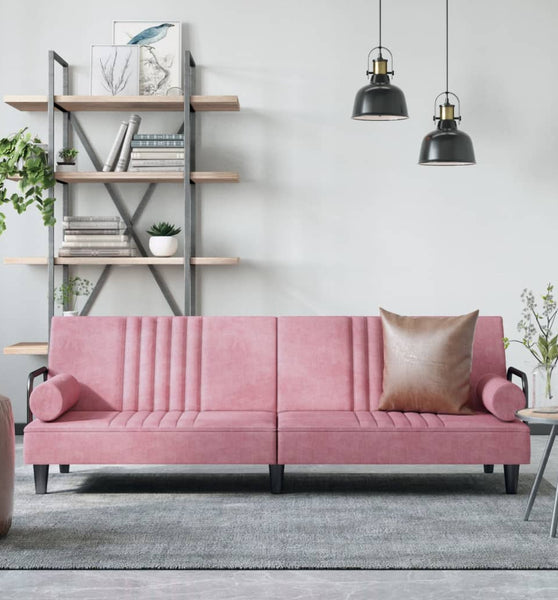 Schlafsofa mit Armlehnen Rosa Samt