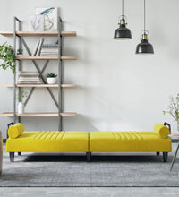 Schlafsofa mit Armlehnen Gelb Samt