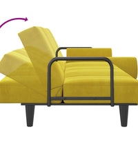 Schlafsofa mit Armlehnen Gelb Samt