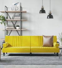 Schlafsofa mit Armlehnen Gelb Samt