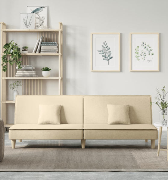 Schlafsofa Creme Stoff